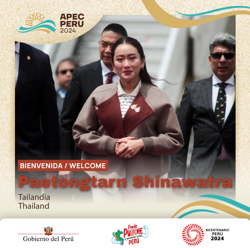 APEC Perú 2024: primera ministra de Tailandia arriba al Perú